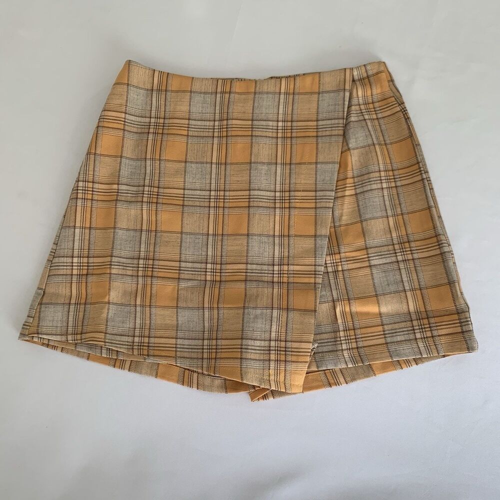 NWT Lulus Skirt Skort S Plaid Mini Gold Yellow Clueless Academia Preppy School‎